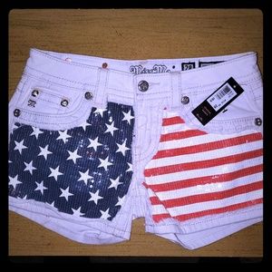 Miss me sz 28 american flag sequin shorts